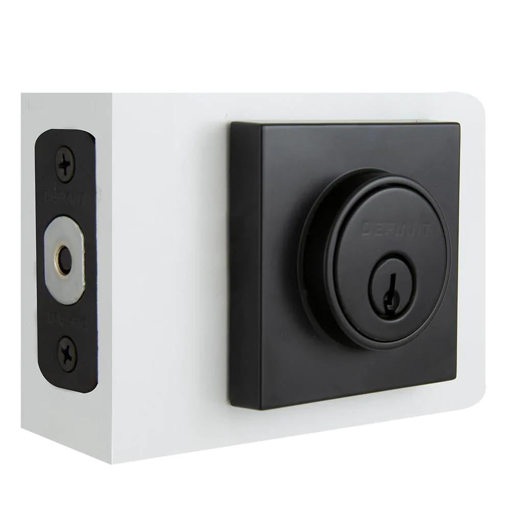 Contemporary Matte Black Square Double Cylinder Deadbolt