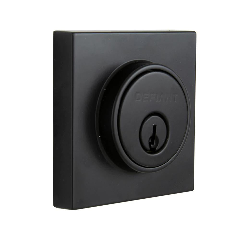 Contemporary Matte Black Square Double Cylinder Deadbolt