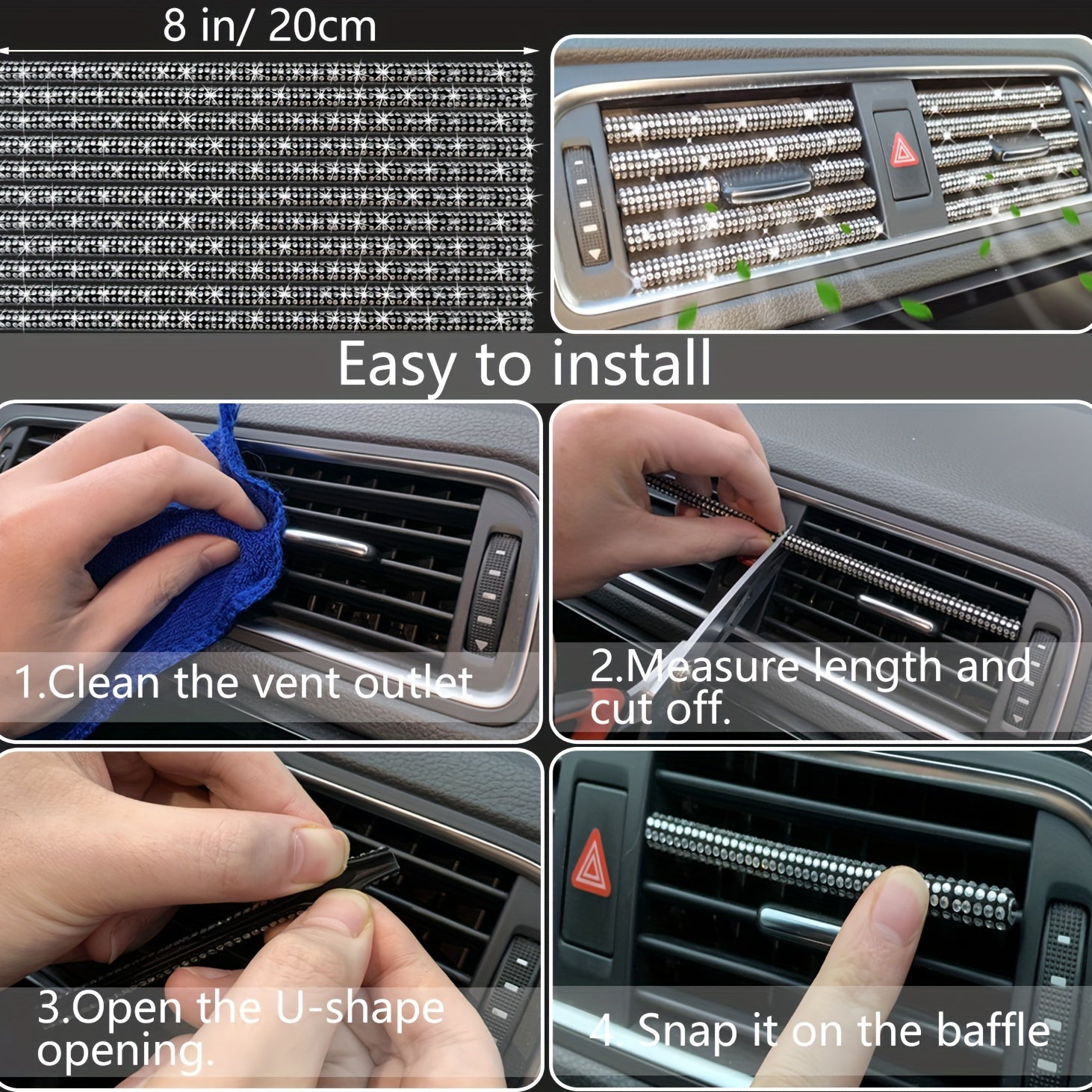 27pcs Bling Car Accessories Set For Women, Bling Steering Wheel Covers Universal Fit 15 Inch, Bling License Plate Frame,  Phone Holder, Car Coasters