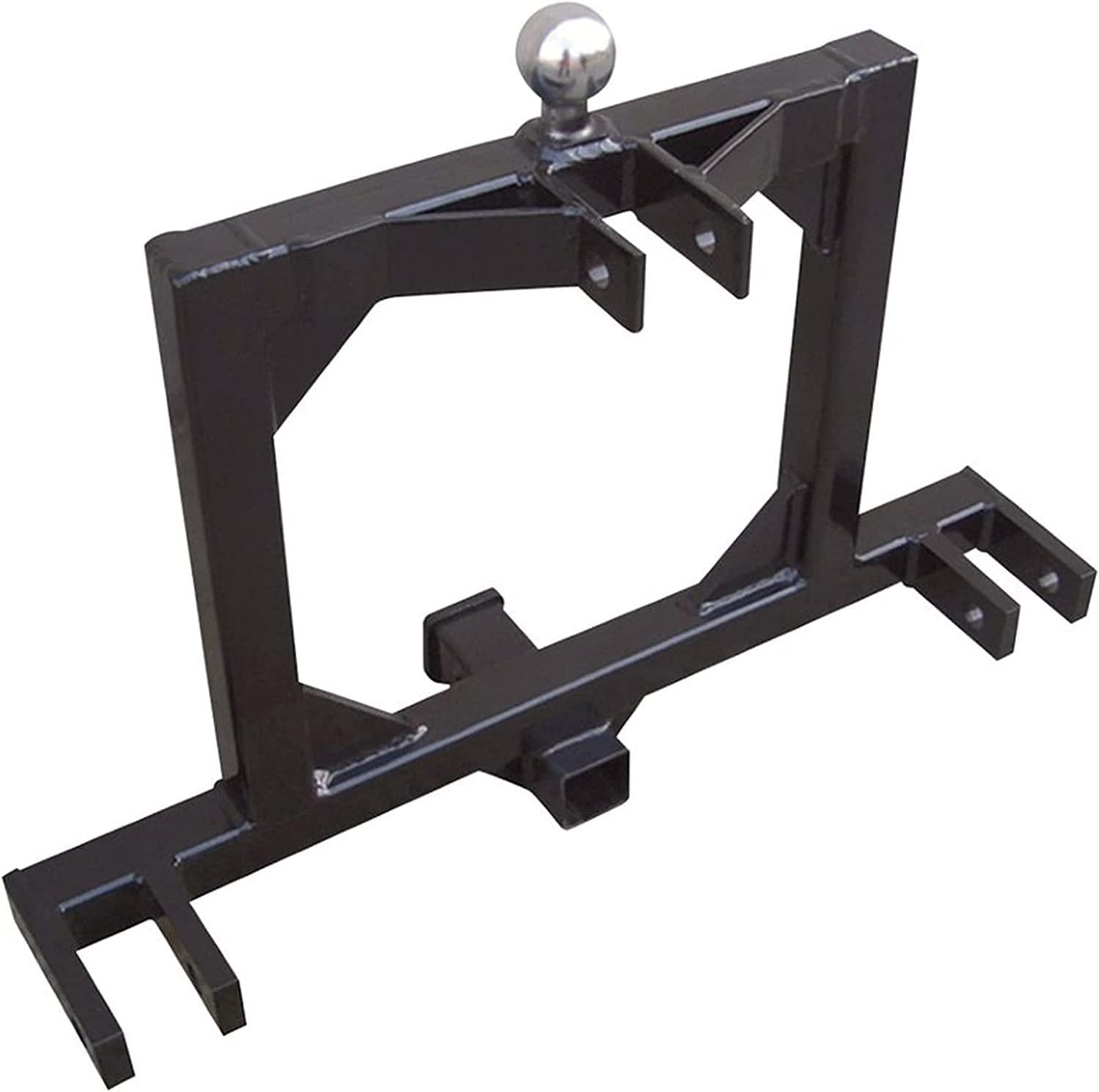 Field Tuff FTF-02TQH Rugged Square Framed Steel 3 Point 2 Inch Thick Hitch for Category 1 Tractors with 2.31 Inch Ball for Gooseneck Trailers, Black