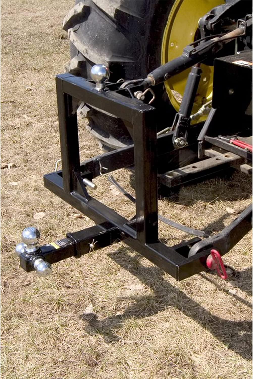 Field Tuff FTF-02TQH Rugged Square Framed Steel 3 Point 2 Inch Thick Hitch for Category 1 Tractors with 2.31 Inch Ball for Gooseneck Trailers, Black