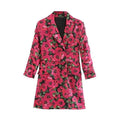 floral notched collar coat