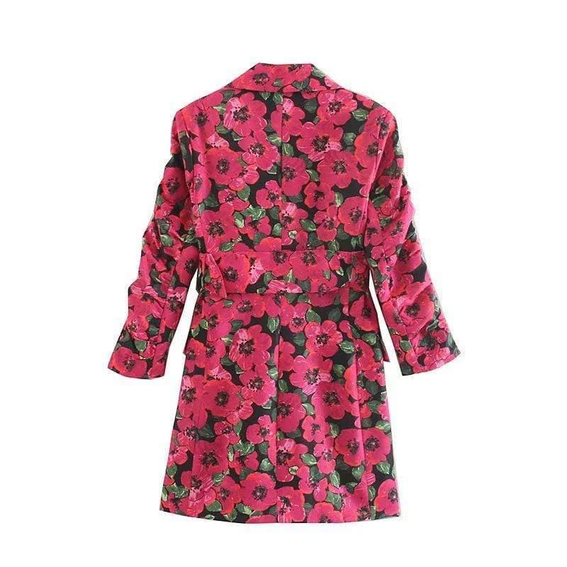 floral notched collar coat