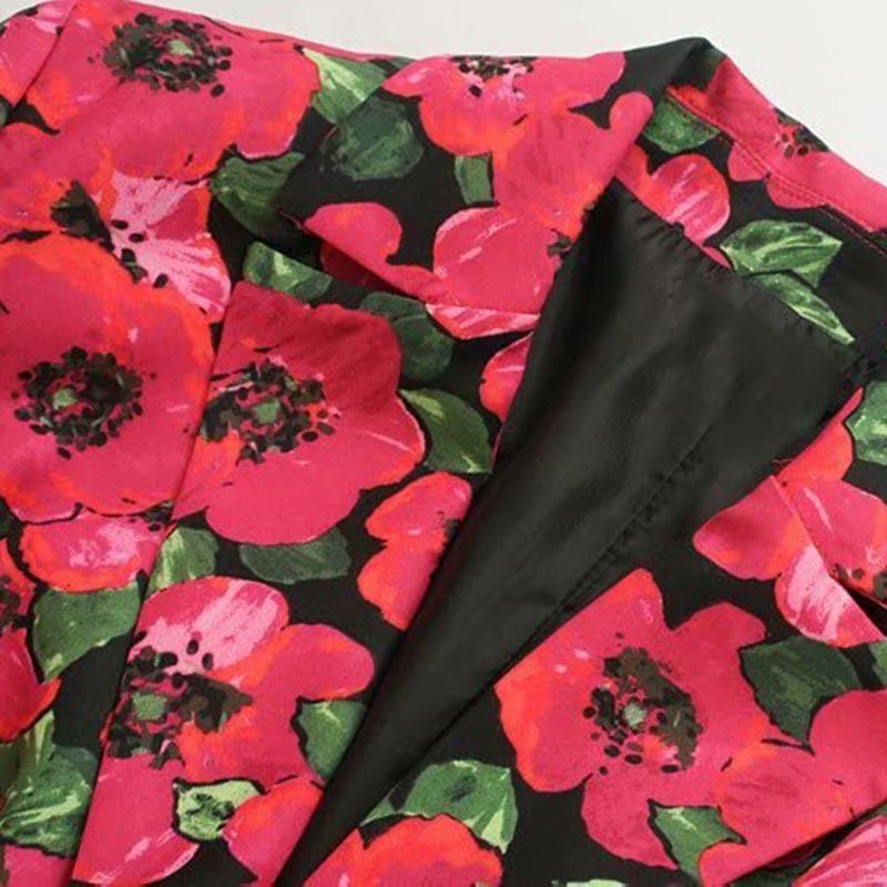 floral notched collar coat