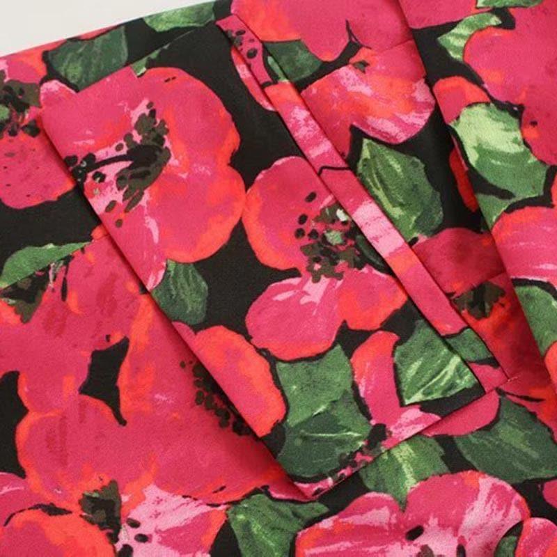 floral notched collar coat