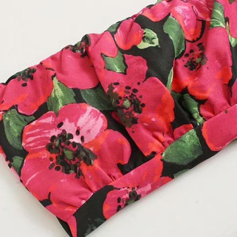 floral notched collar coat