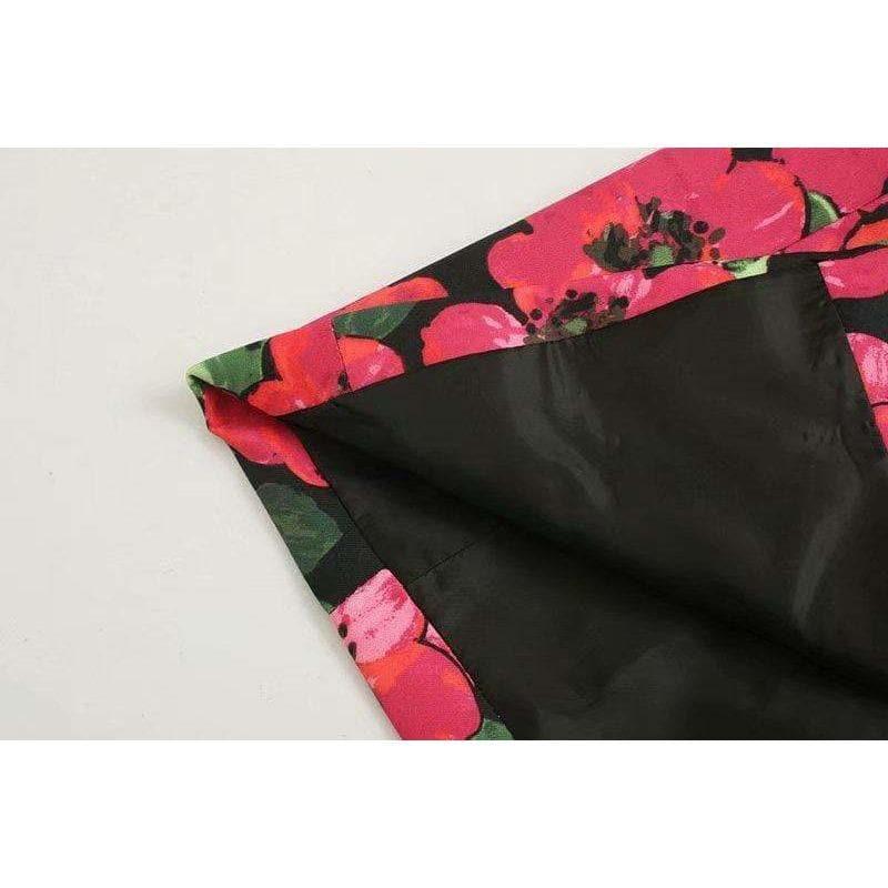 floral notched collar coat