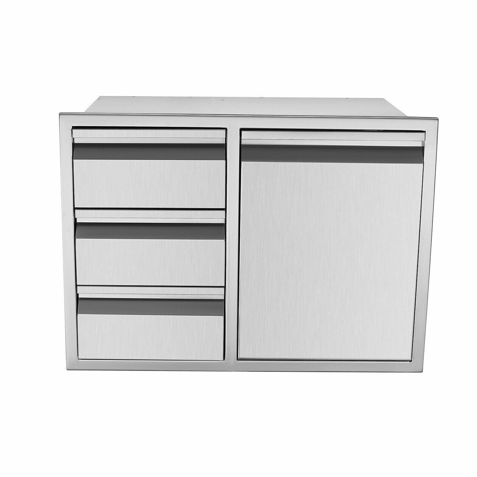28*22*19.5" Barbecue Door 3 Drawer Combination Outdoor Kitchen Rack Storage