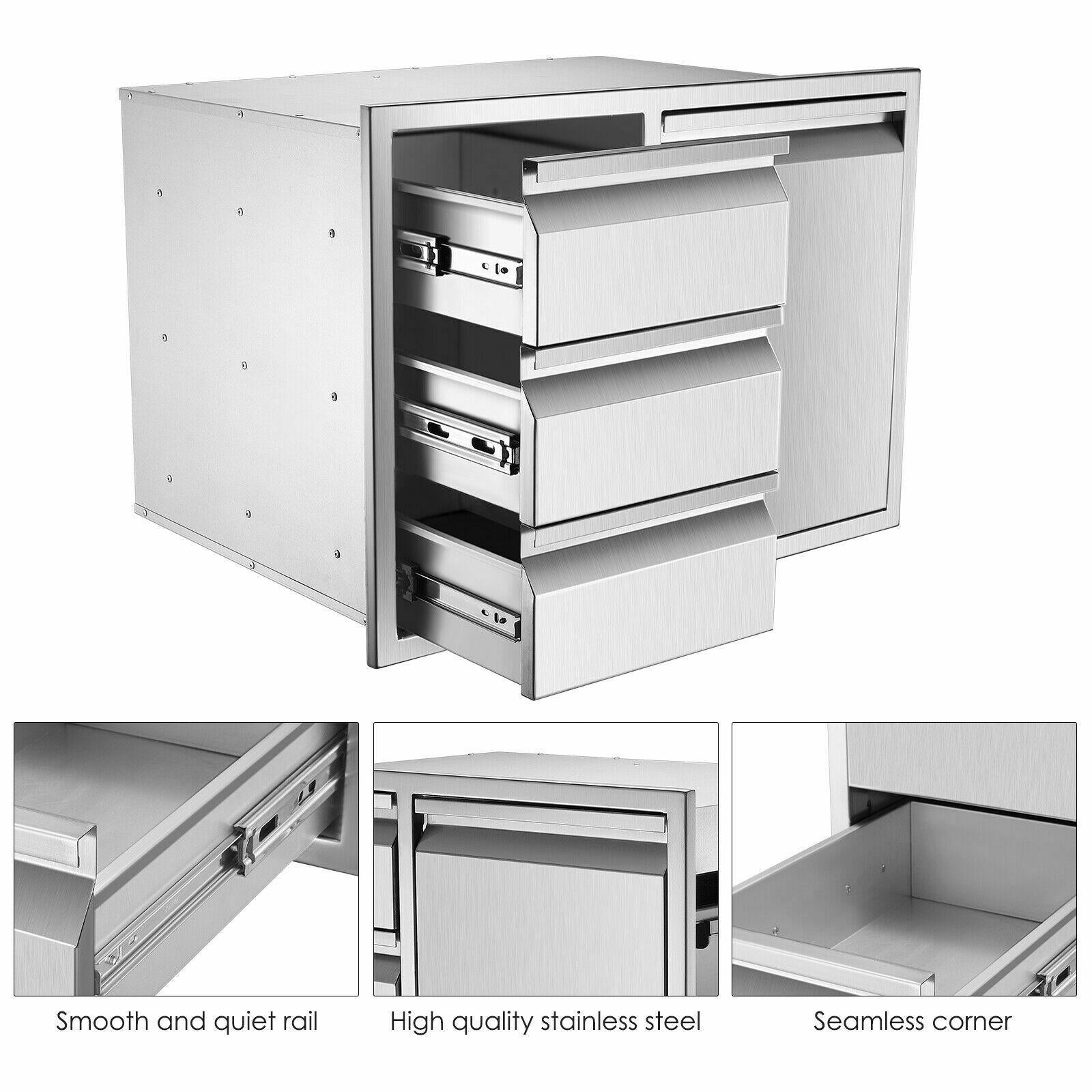 28*22*19.5" Barbecue Door 3 Drawer Combination Outdoor Kitchen Rack Storage