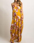women maternity loose fit multiflora v-neck maxi dress