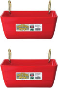 Little Giant FF11RED 4.5 Quart Heavy Duty Plastic Feed Trough Bucket Fence Feeder with Clips for Livestock & Pets, Red (2 Pack)