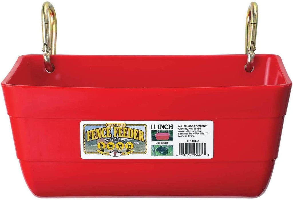 Little Giant FF11RED 4.5 Quart Heavy Duty Wall/Rail Mountable Feed Trough Bucket Fence Feeder, Red (4 Pack)
