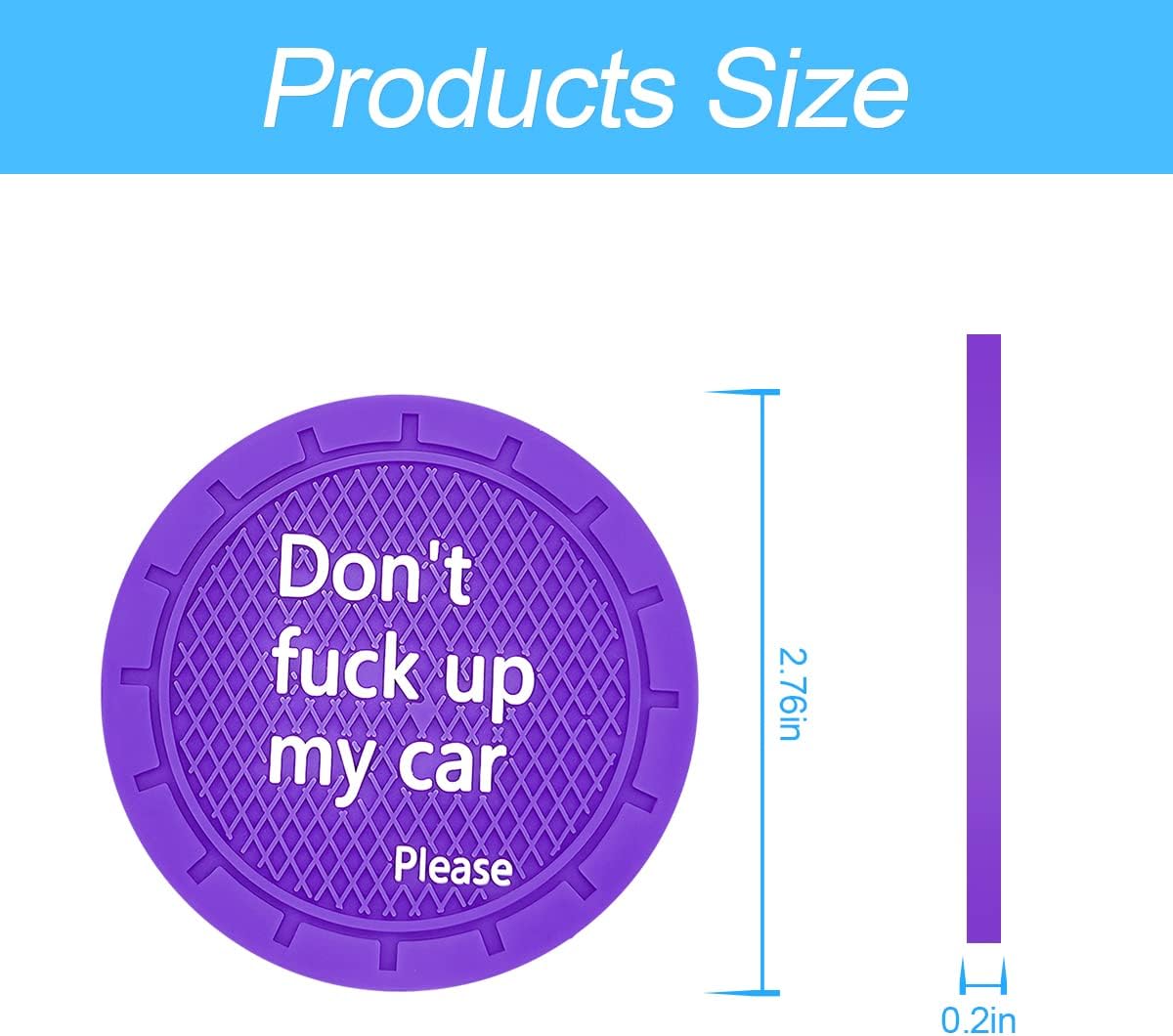8sanlione Car Cup Coaster, 4Pcs 2.75 Inch Auto Cup Holder Insert Coasters, Anti-Slip Waterproof Embedded Drink Mat, Automotive Interior Accessories for Men and Women (D Deep Purple/4PCS)