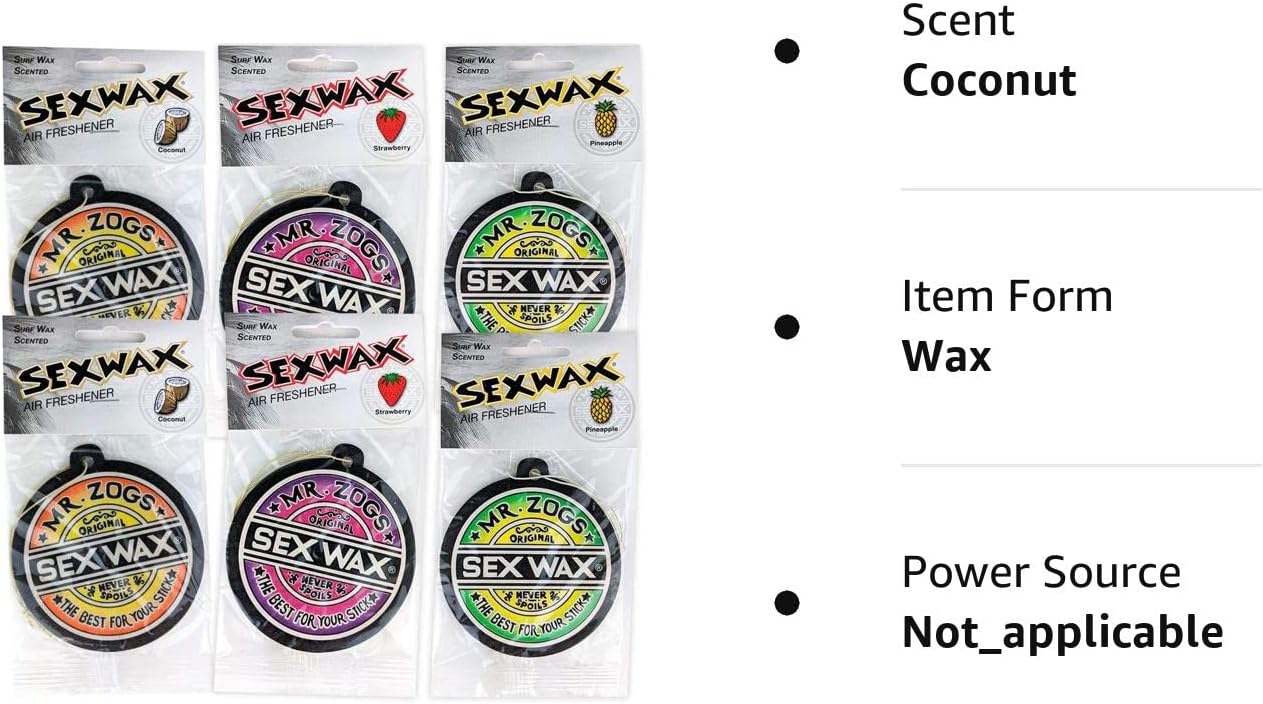 Sex Wax Coconut, Strawberry and Pineapple Air Freshener 6 Pack