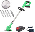 FCPLLTR Cordless Grass Trimmer Garden Gear Telescopic Lightweight Frame Grass Trimmer with Adjustable Angle Head,12/21V Battery + Charger+Circular Saw Blade + Metal Blade + Plastic Blade,21V