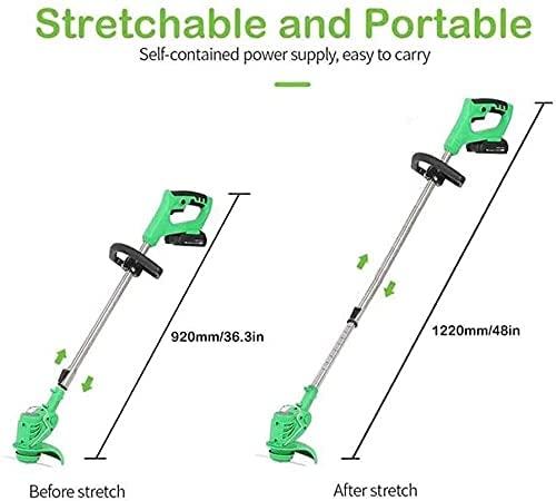 FCPLLTR Cordless Grass Trimmer Garden Gear Telescopic Lightweight Frame Grass Trimmer with Adjustable Angle Head,12/21V Battery + Charger+Circular Saw Blade + Metal Blade + Plastic Blade,21V