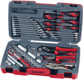 Teng Tools 48 Piece 3/8 Inch Drive 6 Point Metric &amp; SAE Regular/Shallow Socket &amp; Tool Set - T3848