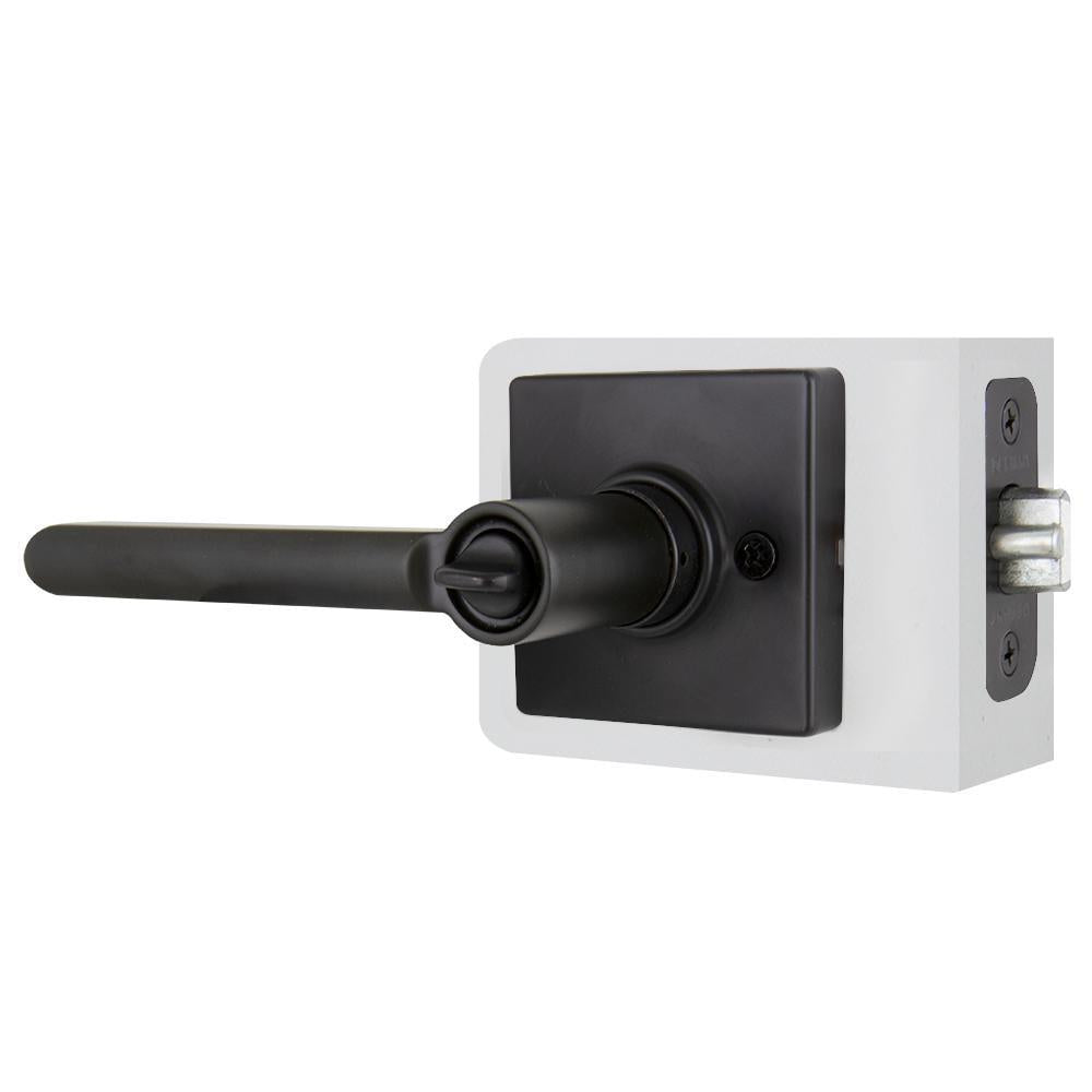 TonbridMatte Black Keyed Entry Door Lever with Square Rose