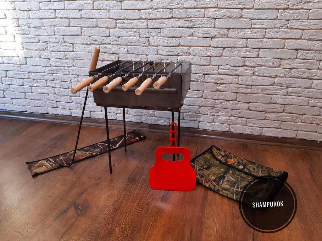 Barbecue-a folding suitcase Grill Barbecue Set (barbecue,skewers, fan,fire iron)