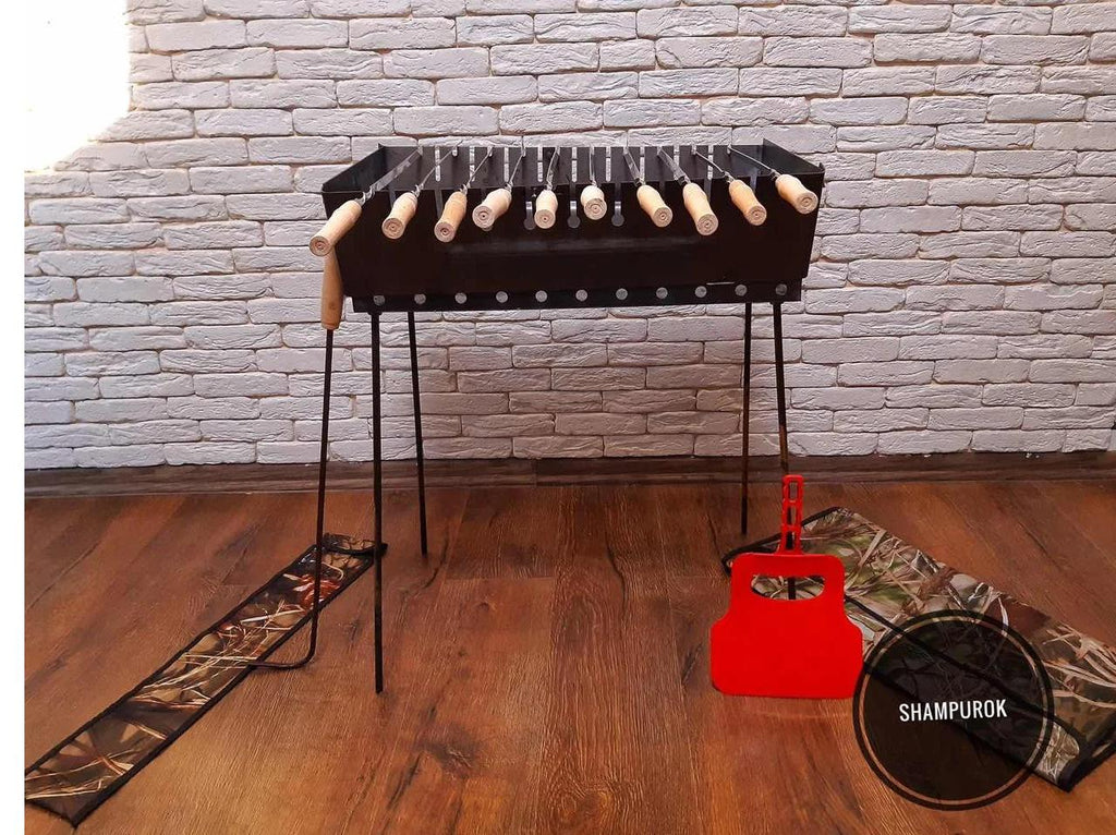 Barbecue-a folding suitcase Grill Barbecue Set (barbecue,skewers, fan,fire iron)