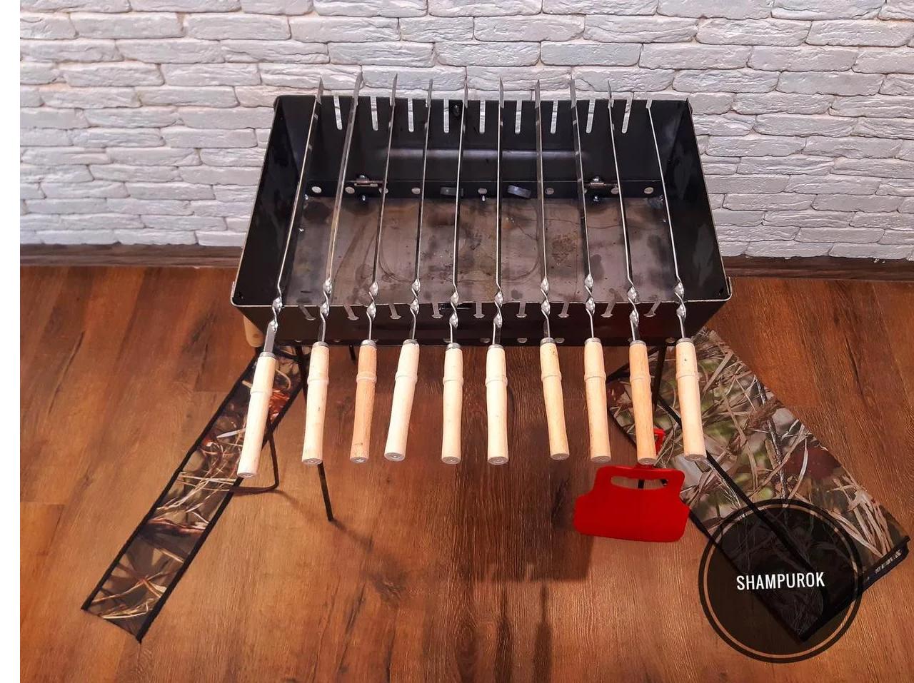 Barbecue-a folding suitcase Grill Barbecue Set (barbecue,skewers, fan,fire iron)