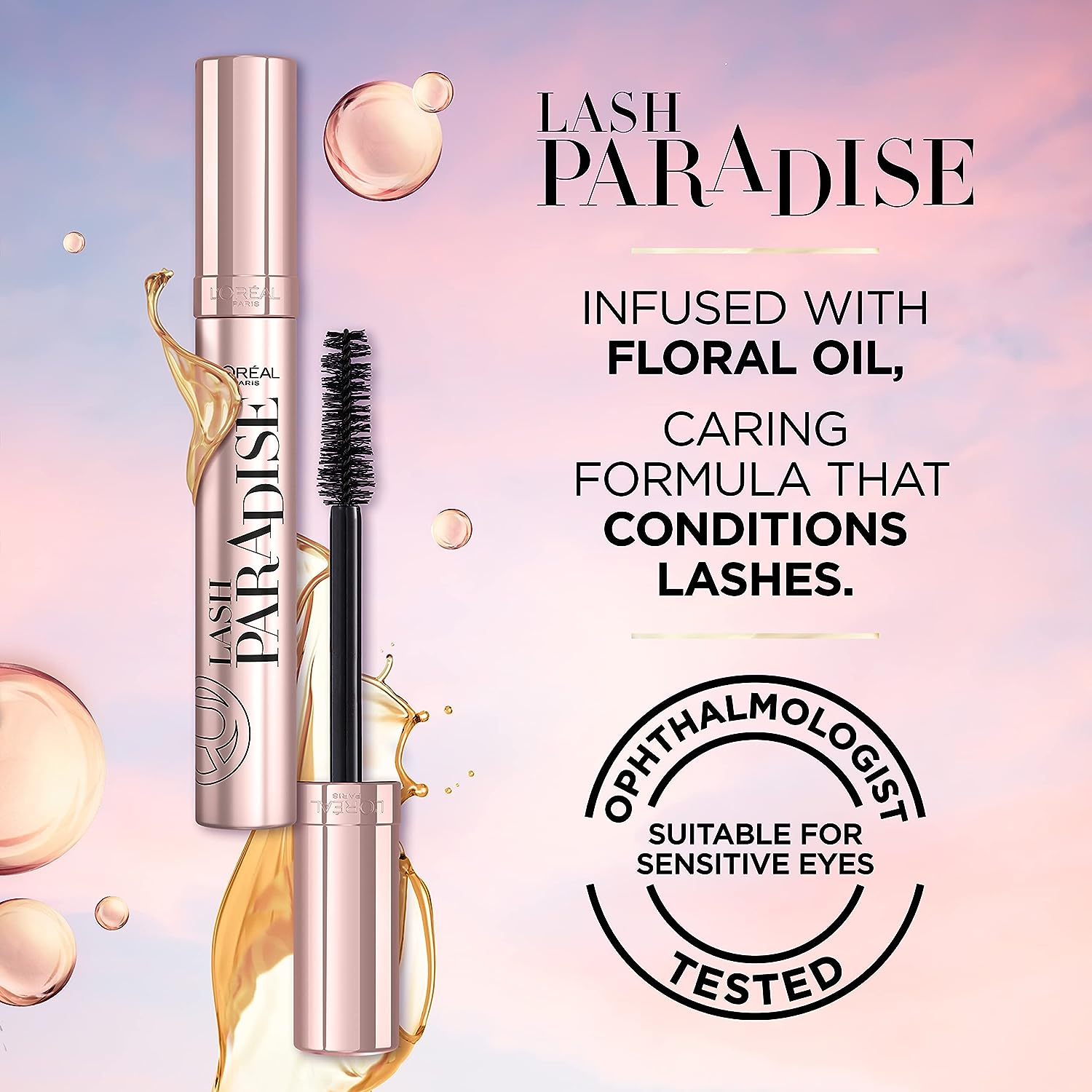 L’Oréal Paris Voluminous Makeup Lash Paradise Mascara, Voluptuous Volume, Intense Length, Feathery Soft Full Lashes, No Flaking, No Smudging, No Clumping, Mystic Black, 0.25 Fl Oz (Pack of 2)
