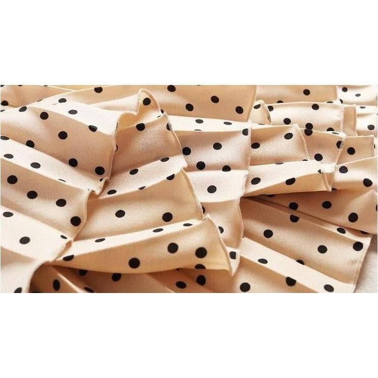 polka dot pleated high waist loose skirt