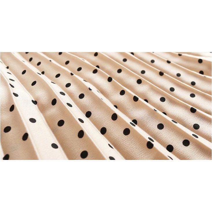 polka dot pleated high waist loose skirt