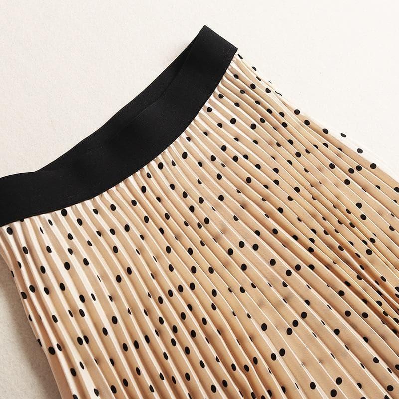 polka dot pleated high waist loose skirt