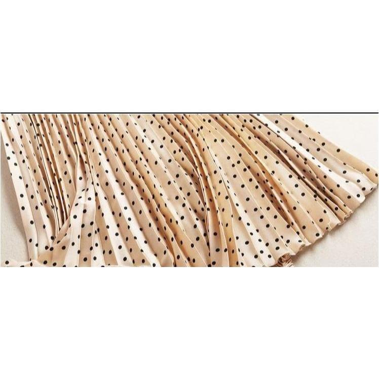 polka dot pleated high waist loose skirt