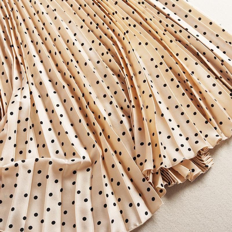 polka dot pleated high waist loose skirt