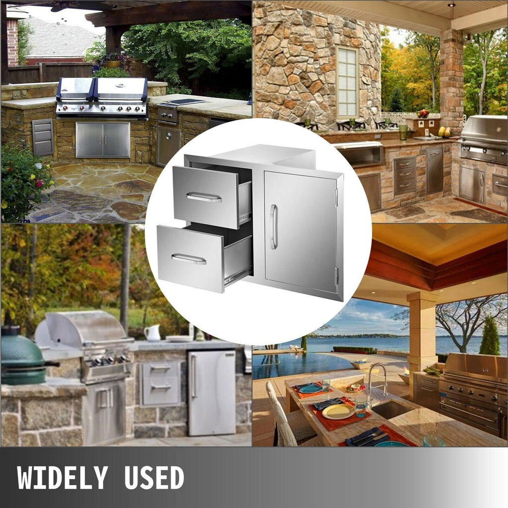 Outdoor Kitchen Door Drawer Combo 33"X22" Paper Rack  Steel BBQ Island