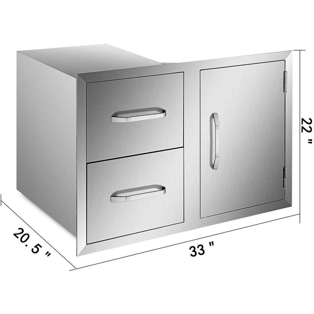 Outdoor Kitchen Door Drawer Combo 33"X22" Paper Rack  Steel BBQ Island