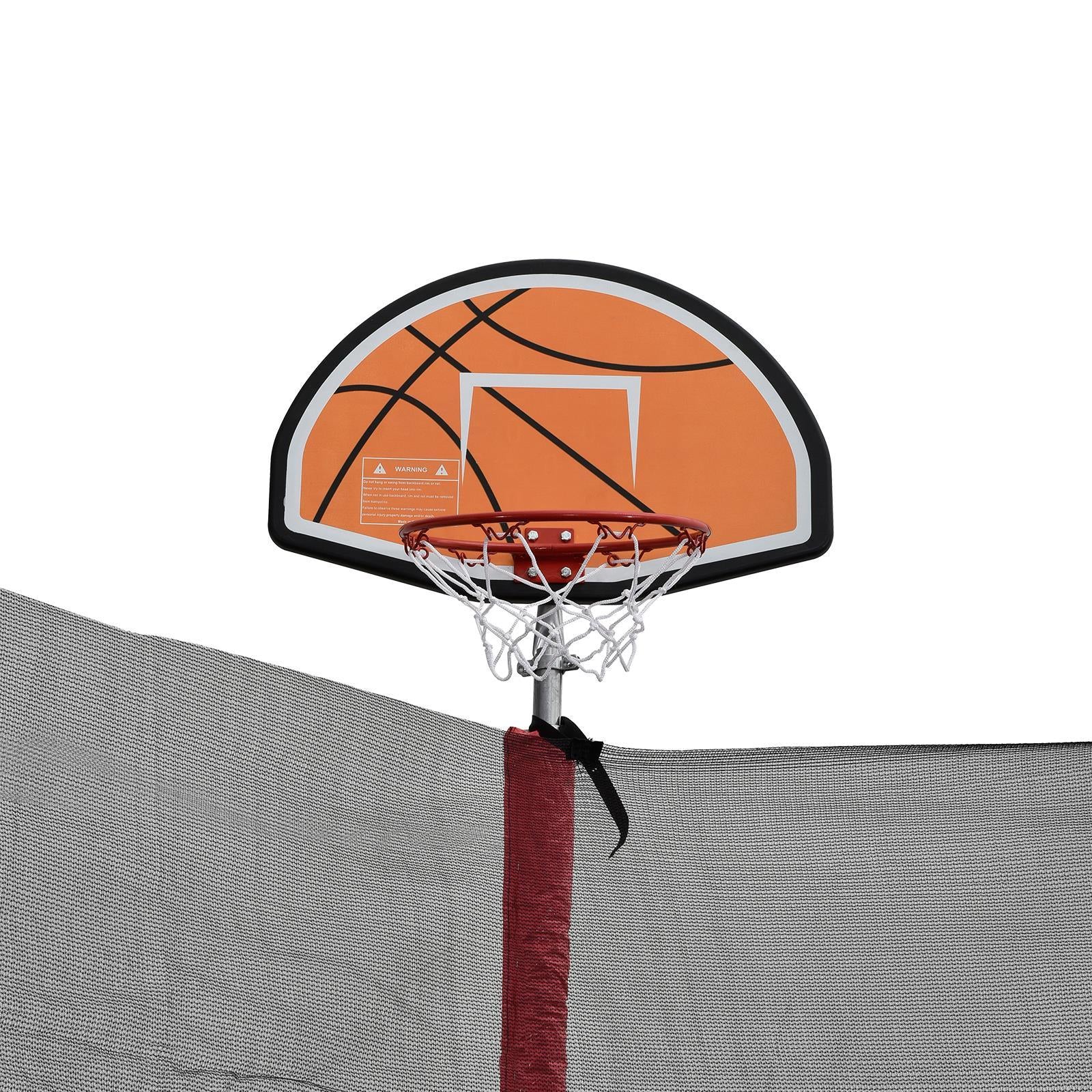 JOYMOR 12ft Kids Trampoline, with Enclosure Net, Upgrade Basketball Hoop Trampoline, Red