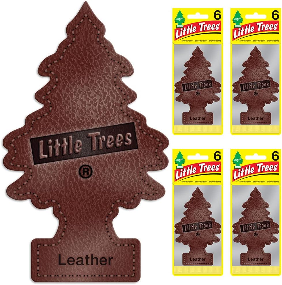 LITTLE TREES Air Fresheners Car Air Freshener. Hanging Tree Provides Long Lasting Scent for Auto or Home. Leather, 24 Air Fresheners