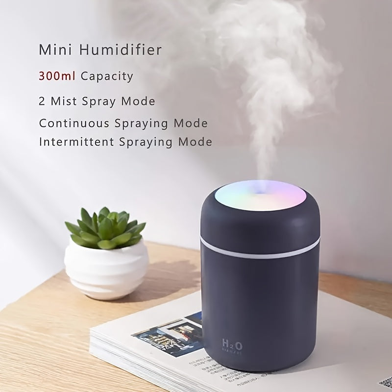 Portable Humidifiers 10.14oz,USB Desktop Humidifier, Cool Mist Quiet Aroma Diffuser, For Car, Office, Bedroom, Auto Shut Off, 2 Mist Modes Christmas Gift