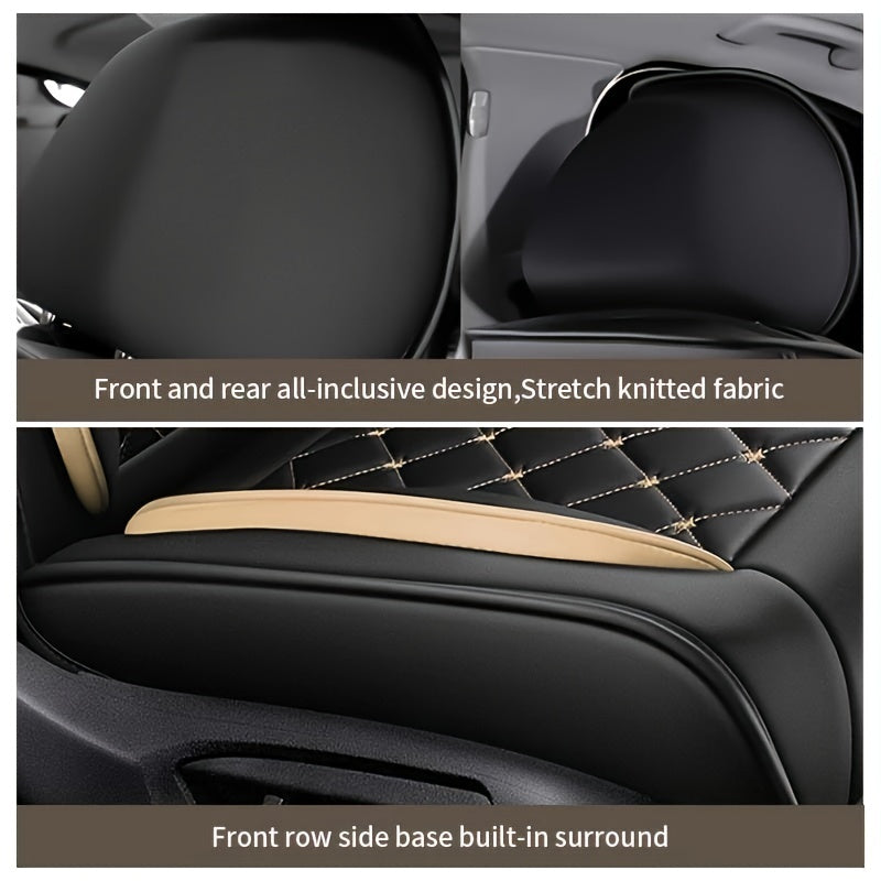 Upgrade Your Vehicle with 1pc of Luxury Car Seat Cover - Premium Faux Leather Car Seat Cushion Cover for Front &amp; Rear Seats!