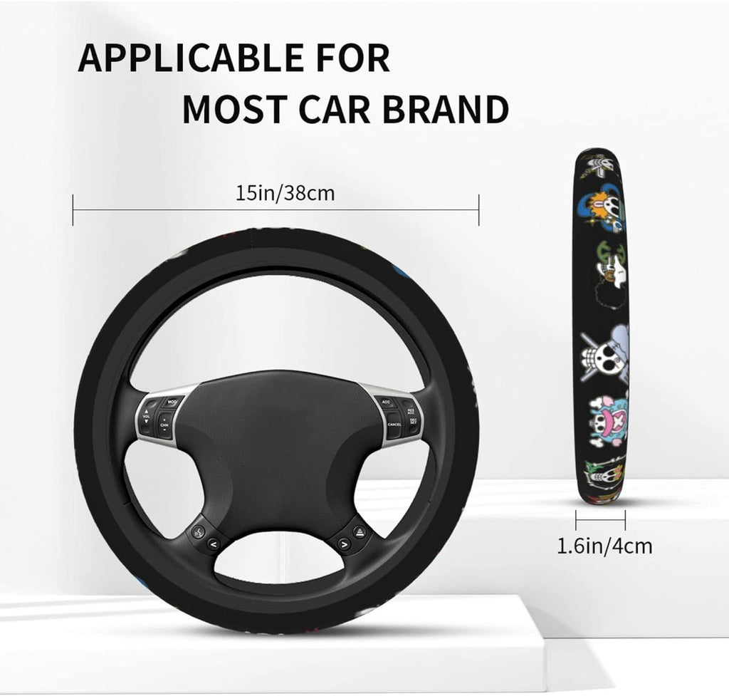 Anime Steering Wheel Cover Anime Car Accessories for Men Women with 2 Pcs Car Air Freshener, 15 Inch Anti-Slip Car Steering Wheel Covers Universal Fit