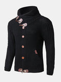 mens single breasted high neck cable knit warm casual cardigans