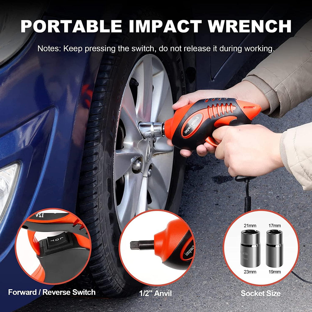 TYAYT Electric Car Jack Kit, 5 Ton Hydraulic Car Jack with Electric Impact Wrench and Inflator Pump, 12V Portable Car Jack with LED Light for SUV MPV Sedan, Lifting Ran6 to 17.7 Inch (Red)