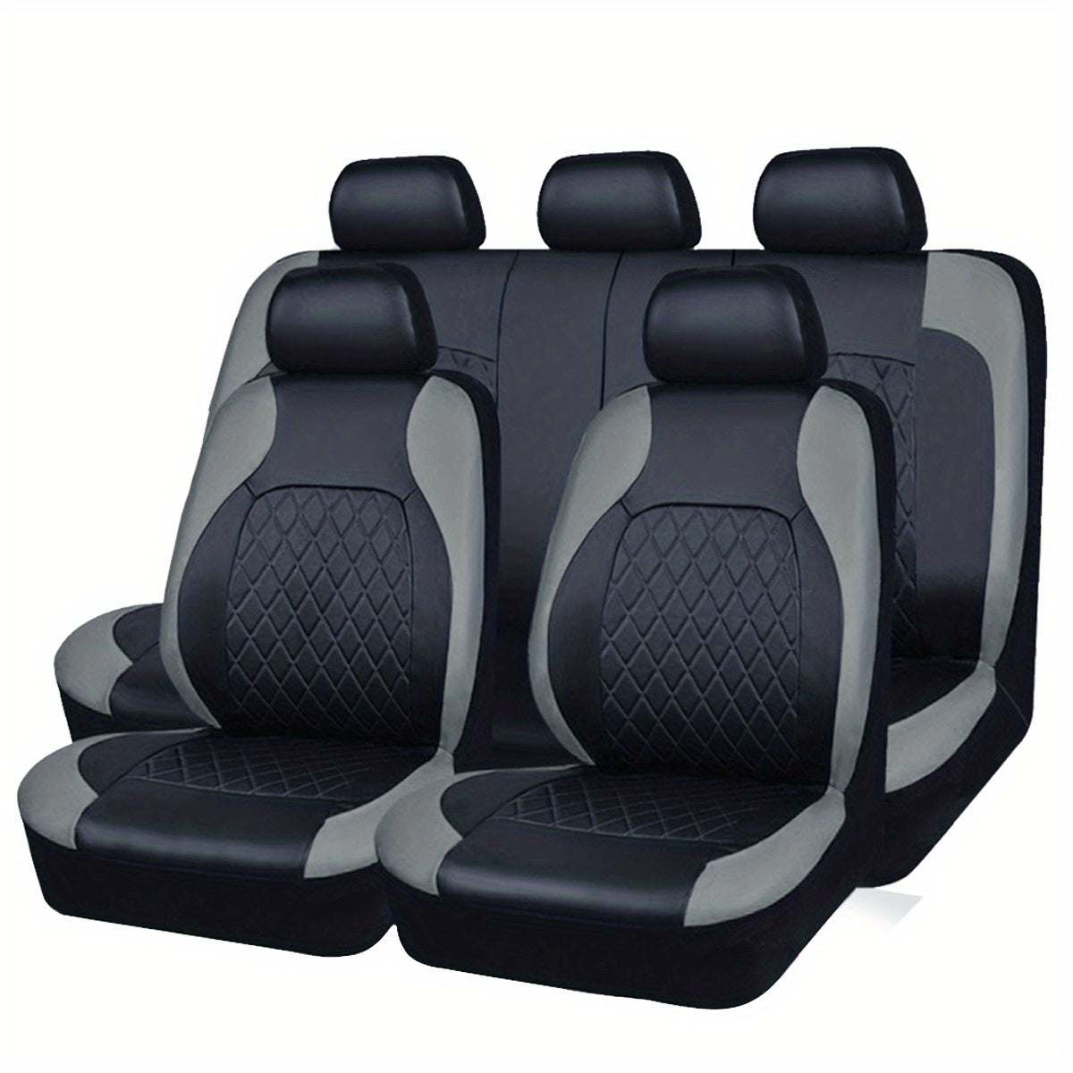 Upgrade Your Car Seats With Our Deluxe Quilted Faux Leather 5-Seat Cover - Universal Fit!
