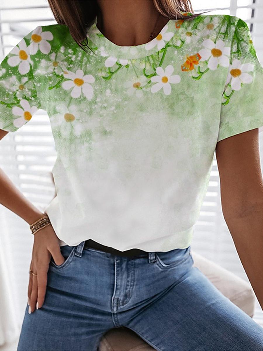 Casual Fashion Round Neck Printed Short-sleeved T-shirt