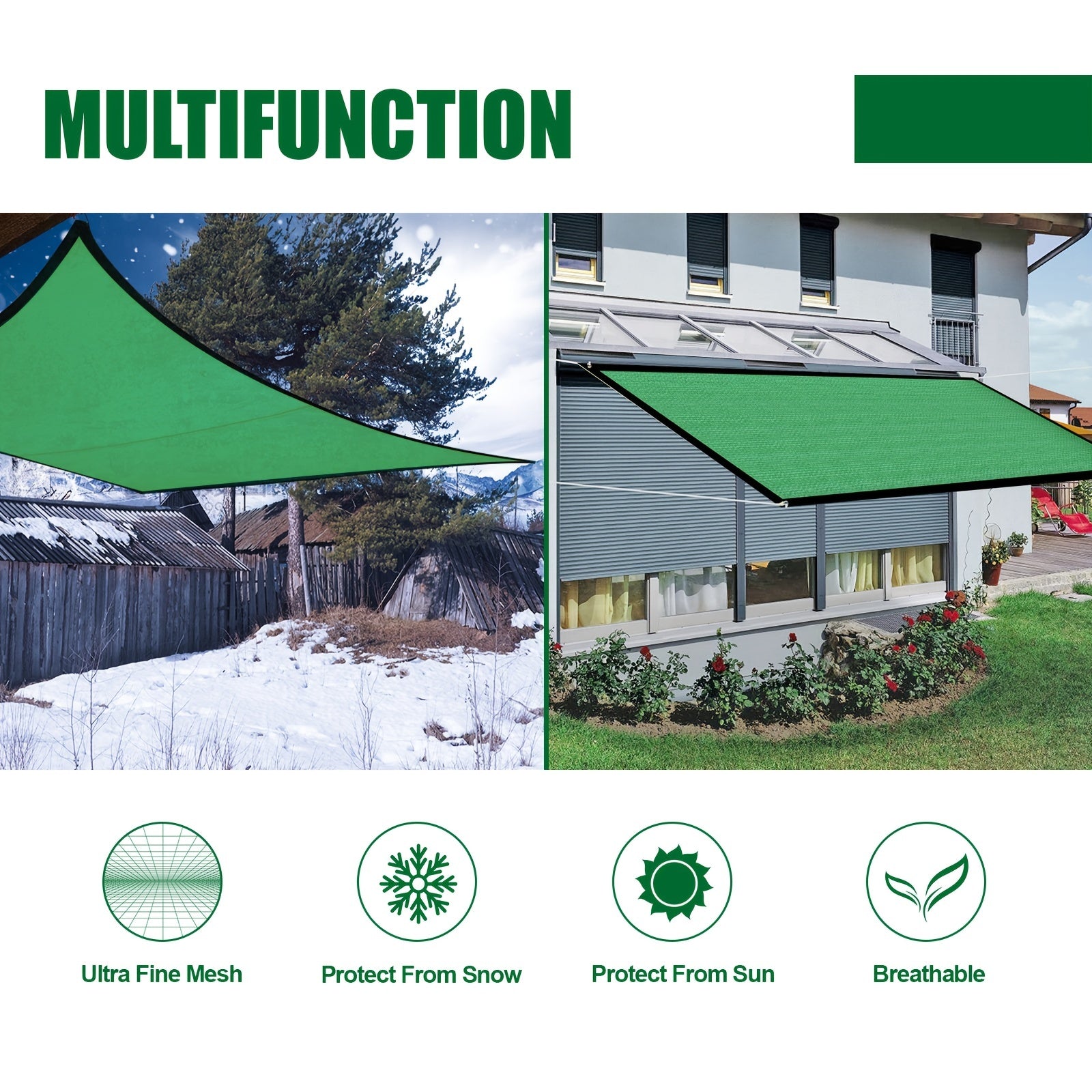 Keep Cool And Protected With This Green Sun Shade Cloth - Perfect For Balconies, Courtyards, And RV Camping