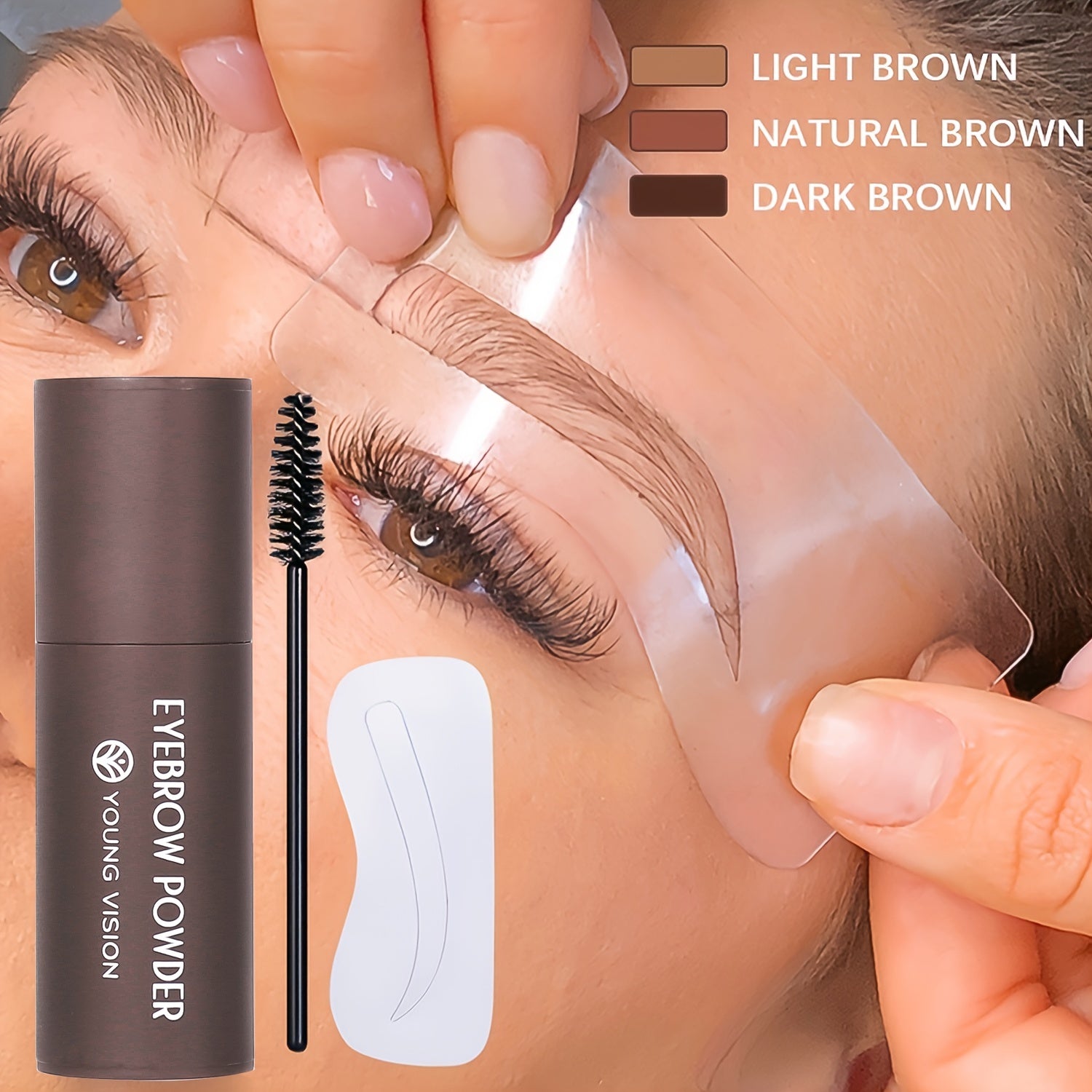 Eyebrow Stamp Stencils Kit, One Step Brows Powder Makeup