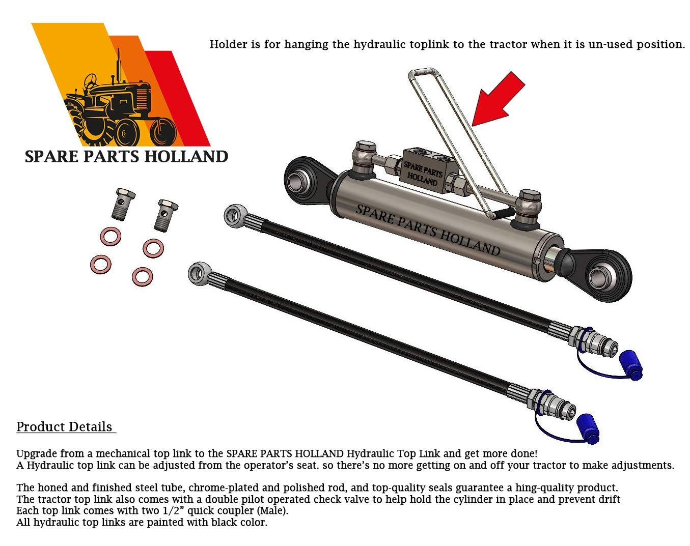 Hydraulic Top Link Cat. 2-2 with LocBlock 22 3/8” - 33 1/2 with 2 x Hose