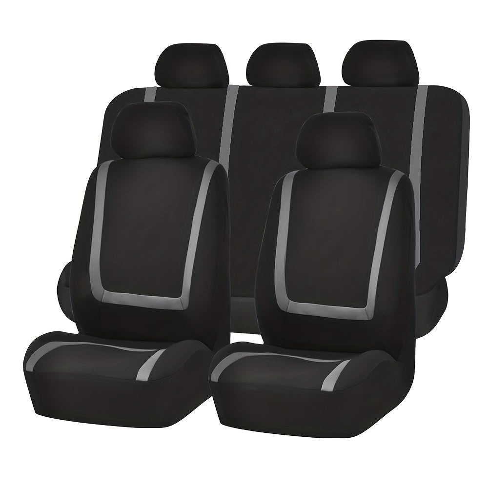 Upgrade Your Car Interior Comfort: 5-Seat Universal Car Seat Cover Set - Soft &amp; Breathable Polyester Fabric