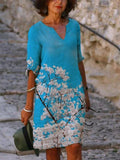 Loose Cotton And Linen Printed Midi Skirt