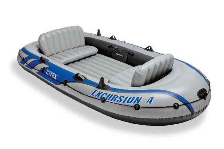 Excursion Inflatable Rafting Fishing 4 Person Boat w/ Oars &amp; Pump (3 Pack)