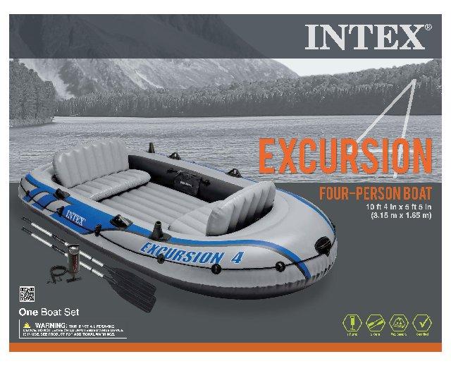 Excursion Inflatable Rafting Fishing 4 Person Boat w/ Oars &amp; Pump (3 Pack)