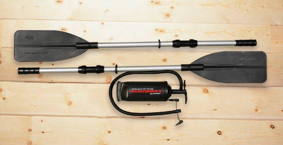 Excursion Inflatable Rafting Fishing 4 Person Boat w/ Oars &amp; Pump (2 Pack)